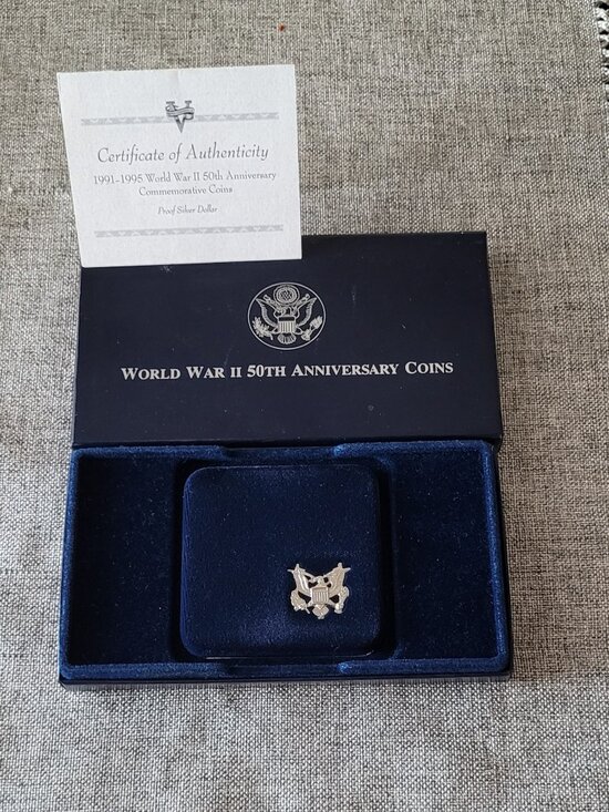 Us Mint Other - WW II 50th Anniversary Silver Dollar Coin - Proof